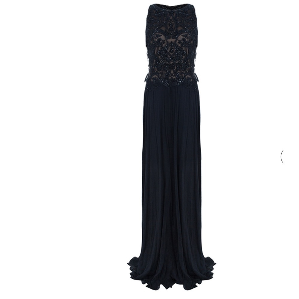 Tadashi Shoji Black Lace Evening Gown